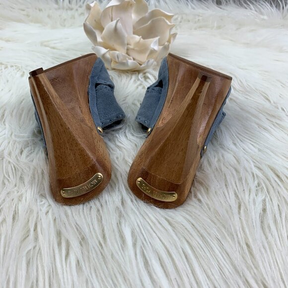 MICHAEL Michael Kors Suede Slip-On Mules With Studs and Wood Heel Women's Size 8 - Picture 10 of 12